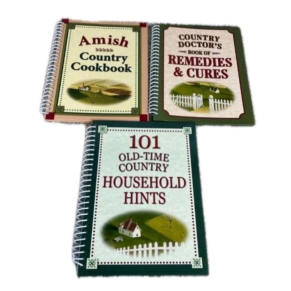 Other - 3 PC Country Living Book Set: Amish Cookbook, Remedies & Cures, Household Hints